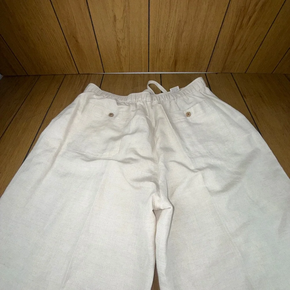 Cubavera‎ Mens XL 40-42 Beige Linen Blend Drawstring Straight Leg Casual Pants